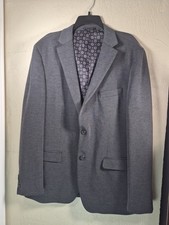 Chaps Mens Gray Blazer Sport Coat 46L Polyester Blend 2-Button Jacket Classic