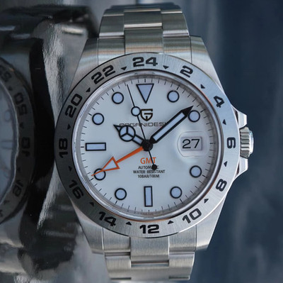 PAGANI DESIGN PD1682 White Dial Automatic GMT Stainless Steel Luxury Watch NEW