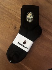 BAPE A Bathing Ape Crew Socks Black - Camo Head Size Large BNWT