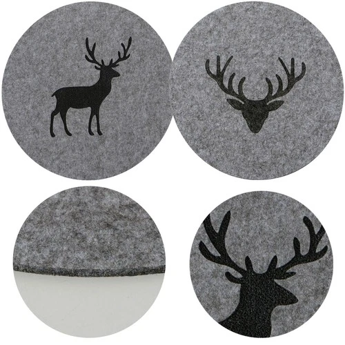 2-6x Tischset Platzset Hirsch Filz Rund Eckig Set Platzdeckchen Platzmatte Motiv - Bild 10 von 15