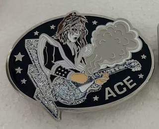 Ace Frehley Belt Buckle / Silver metal and glitter