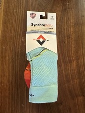 Wigwam SynchroKnit Surpass Crew Socks Light Blue Red Lightweight Sz Med