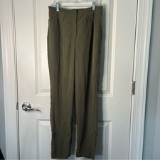 Express Women's Ankle High-Rise Pleated Olive Green Trousers Size 6