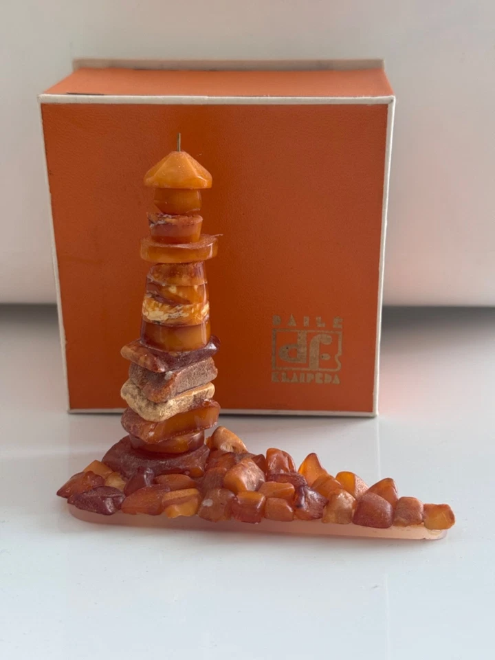 Vtg Baltic Amber White Butterscotch Stone Figurine Lighthouse 51g SOVIET 老琥珀 - Image 4 of 4