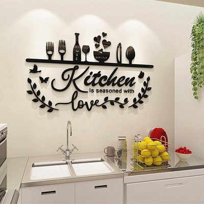 Kitchen Wall Decor 3DDIY Silver Black Bless This Home for Kitchen Decor Wall Art