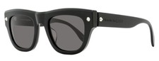 Alexander McQueen Stud Hinge Rectangular Sunglasses AM0425S 001 Black 51mm