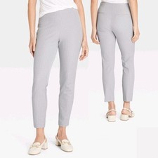 A New Day Women's Gray Check Stretch High Rise Side Zip Skinny Ankle Pants 6