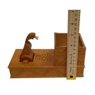 Flawed Vintage Tobacciana Carved Wood Cigarette Dispenser W/ Chirping Sound