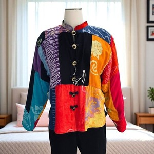 Vintage Kosi Bali Patchwork Shirt Boho Festival Art Top Retro Y2K Hippie