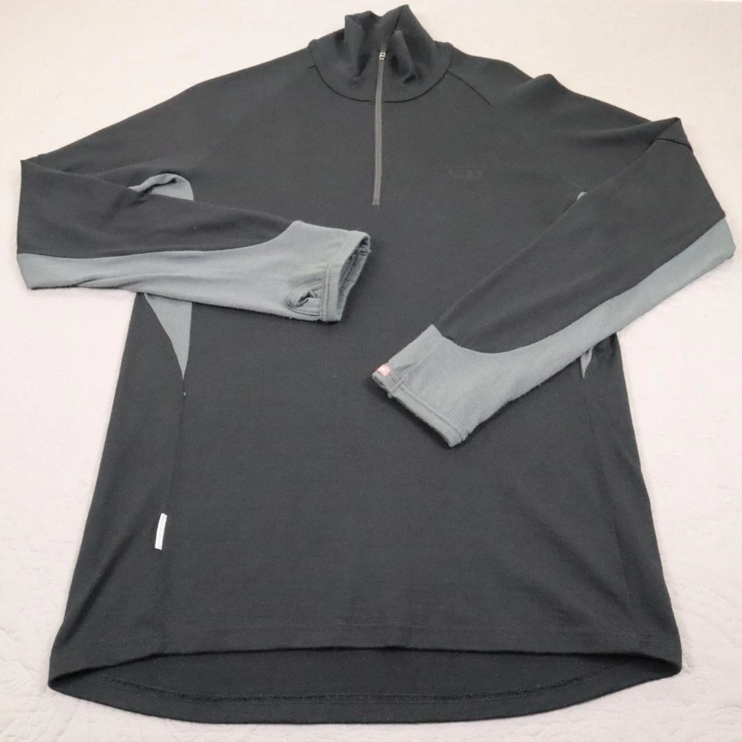 Icebreaker Bodyfit 260 Shirt Mens Medium Slim Black 1/4 Zip Merino Base Layer