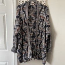 Soft Surroundings Pendley Wool Blend Open Knit Sweater Cardigan O/S Boho Artsy