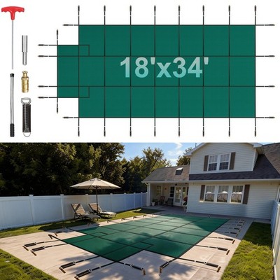 Uimoso Inground Pool Safety Cover Fits 16x32ft W/Center Step High Strength PP