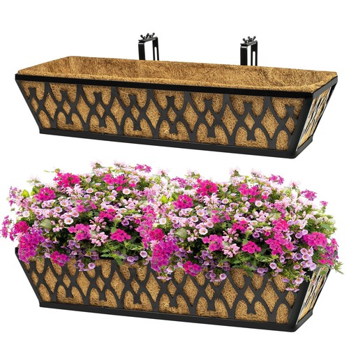 2 Pack 24 Inch Window Boxes Planters Railing Planter Box with ...