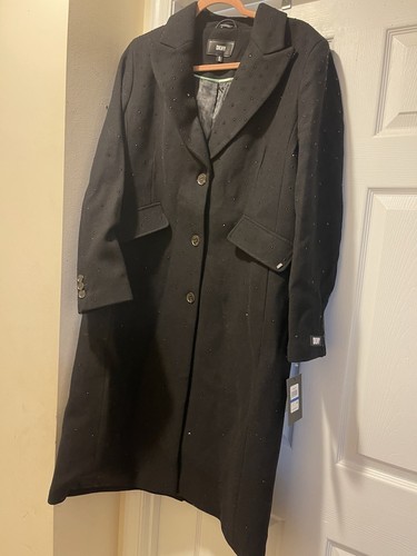 Donna Karan Wool Coat Womens Size XL Black New - Picture 1 of 7