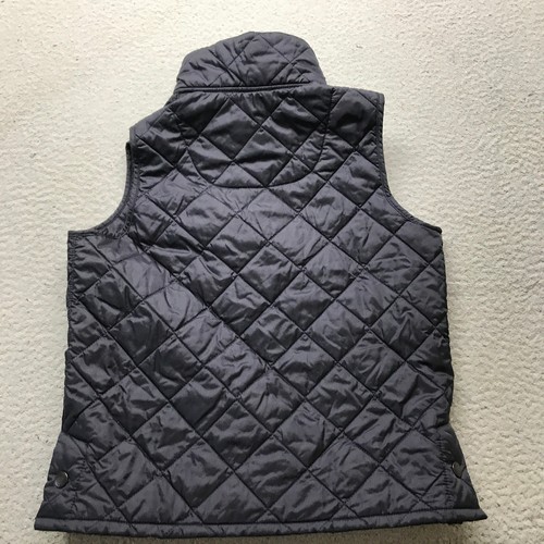 Barbour Quilted Vest Jacket Girls Youth Size 10/11 Large L Snap Logo Black Navy - Picture 9 of 10