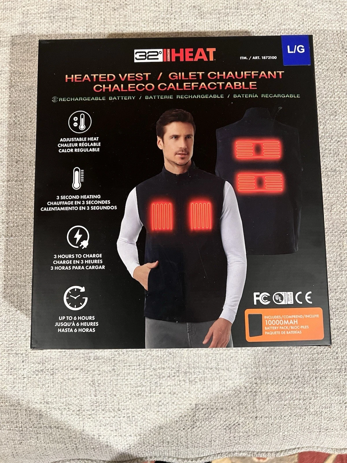 32 Degrees Rechargeable Heated Vest #1872100 Large