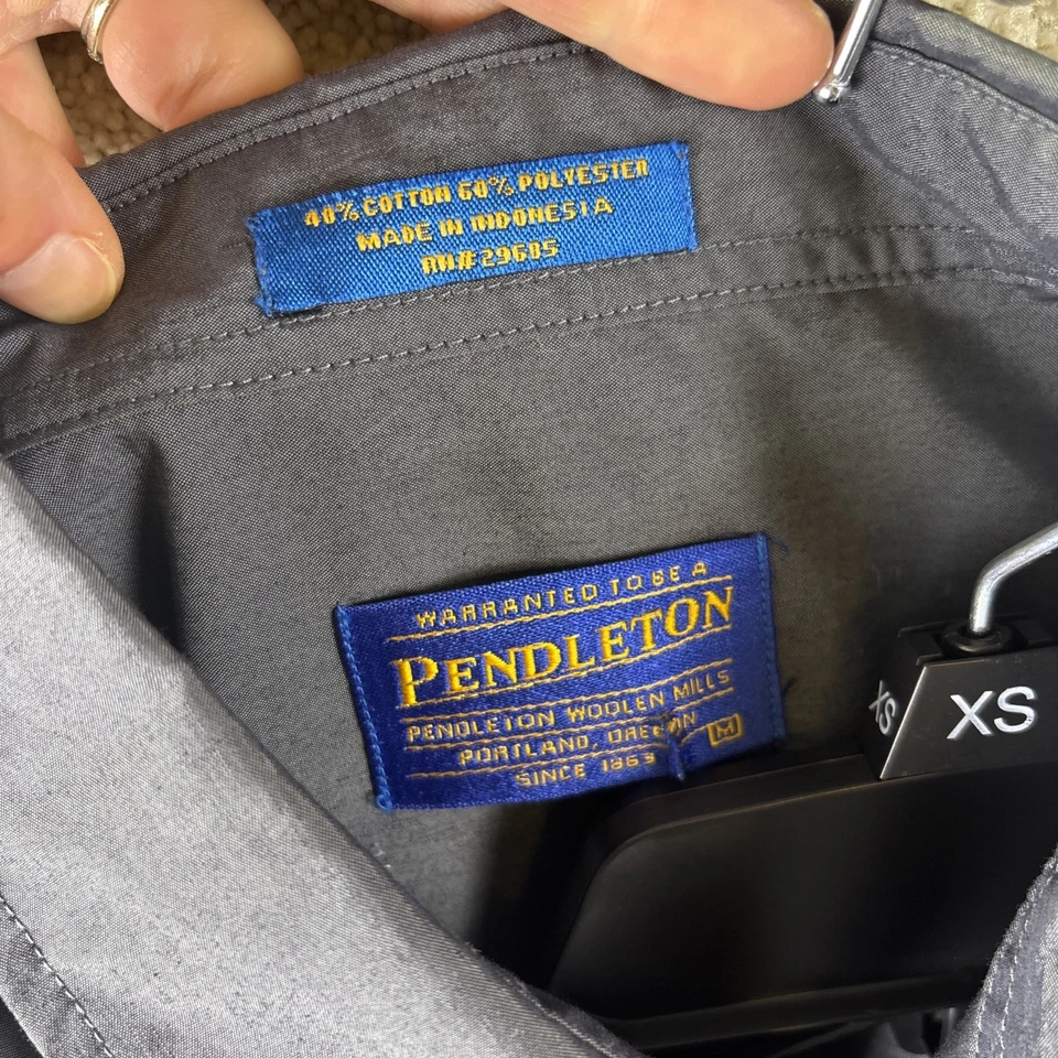 Pendleton Shirt Men's Medium Grey Button Front Western Casual Lightweight *SEE - Image 4 of 4