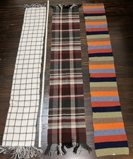 Scarf Scarves Unisex Lot Of Three Plaid And Strips Acrylic And Knit 60  x 10  ish