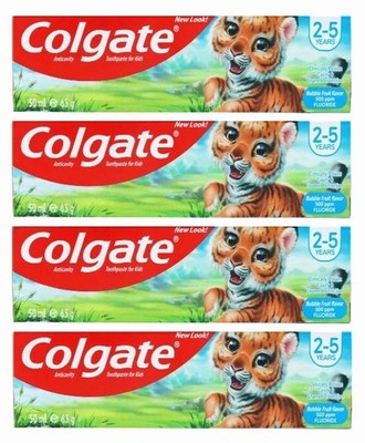 4 x 50ml Colgate Zahnpasta Kleinkind Kinder Blase Frucht Antikavität für 2-5 Jahre
