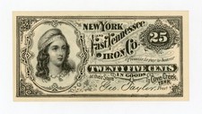 1800's 25c New York and East Tennessee Iron Co. - Cove Creek, TENNNESSEE Note AU