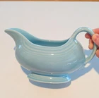 Fiestaware 'Sky' Ceramic Glossy Pottery Gravy Boat Oval USA Solid Pattern