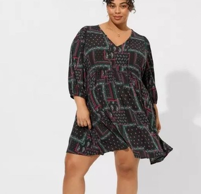 NWT Torrid Multicolor Paisley Mini Washable Gauze Tunic Dress Size 1
