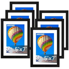5X7 Picture Frame Set of 6, Black Photo Frames Bulk with HD Plexiglass, Display