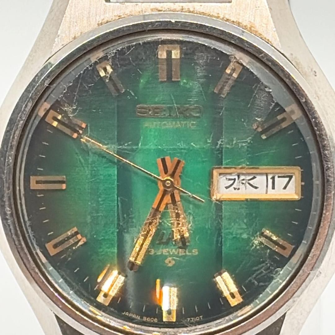 Rare 70s Seiko LOADMATIC 5606-7350 green dial image 2
