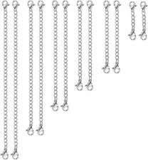 UUBAAR 12 PCS Necklace Extenders - Stainless Steel Extension Silver 