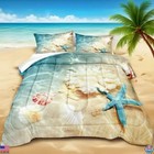 Coastal Beach Comforter Set Queen, Ocean Theme Soft Microfiber Bedding Quilt