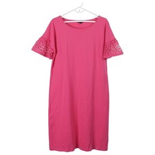NWT Talbots Shift Dress L Pink 100% Cotton Short Sleeve Knee Length Casual