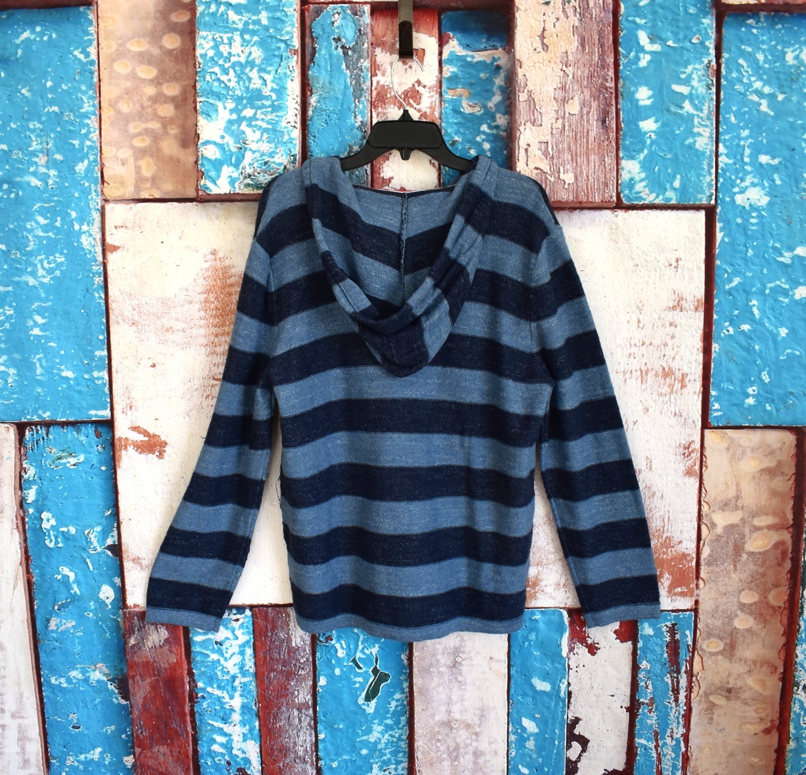 Men's Tommy Hilfiger Denim Essential Stripe Beach Hoodie Pullover MEDIUM Blue image 7