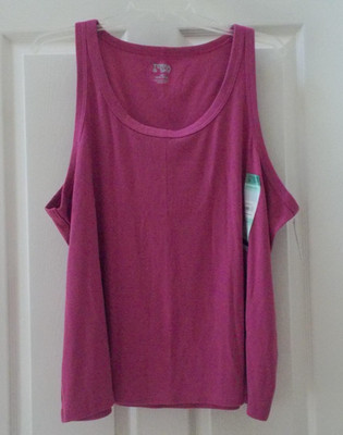 NWT TERRA & SKY Meadow Mauve Scoop Neck Sleeveless Ribbed Tank Top Sz 4X (28/30)