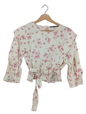 ZARA Schlupf-Bluse Damen Bluse Gr. DE 36 hellbeige-rosa-cognac Casual-Look