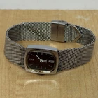 Vintage Timex Manual Wind Watch Black Dial Silver Tone Mesh Band England Clasp