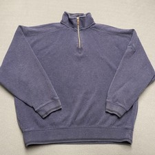 Tommy Bahama Sweater Mens Large Blue Quarter Zip Pullover Marlin Logo Casual