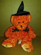 Russ Berrie Halloween plush Orange Teddy Bear witch hat Hocus