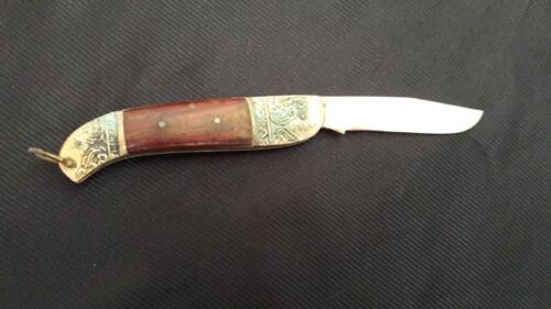 Old Rare Antique Thai Silver Gold Folding Knife Pocket Fruit Camp 