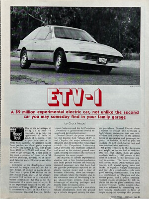 1980 Road Test ETV-1 Electric Car General Electric, Chrysler, Globe Union & JPL