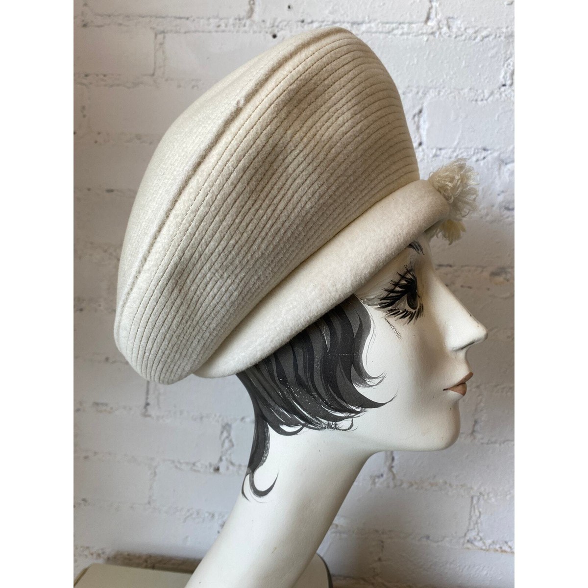 Vintage CHRISTIAN DIOR Ivory Wool Wide Brim Hat Vintage Christian Dior Hat Straw Safari Style Spring 1974  main image 4