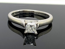 Engagement Ring 0.45ct Diamond Princess Solitaire 14k White Gold Women Size 6.25