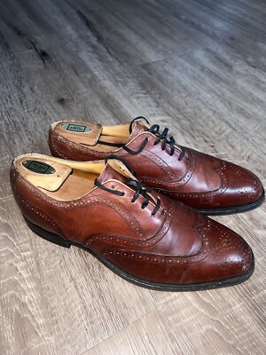 Vintage Hanover Brown Leather Wingtip Brogue Men display picture 3