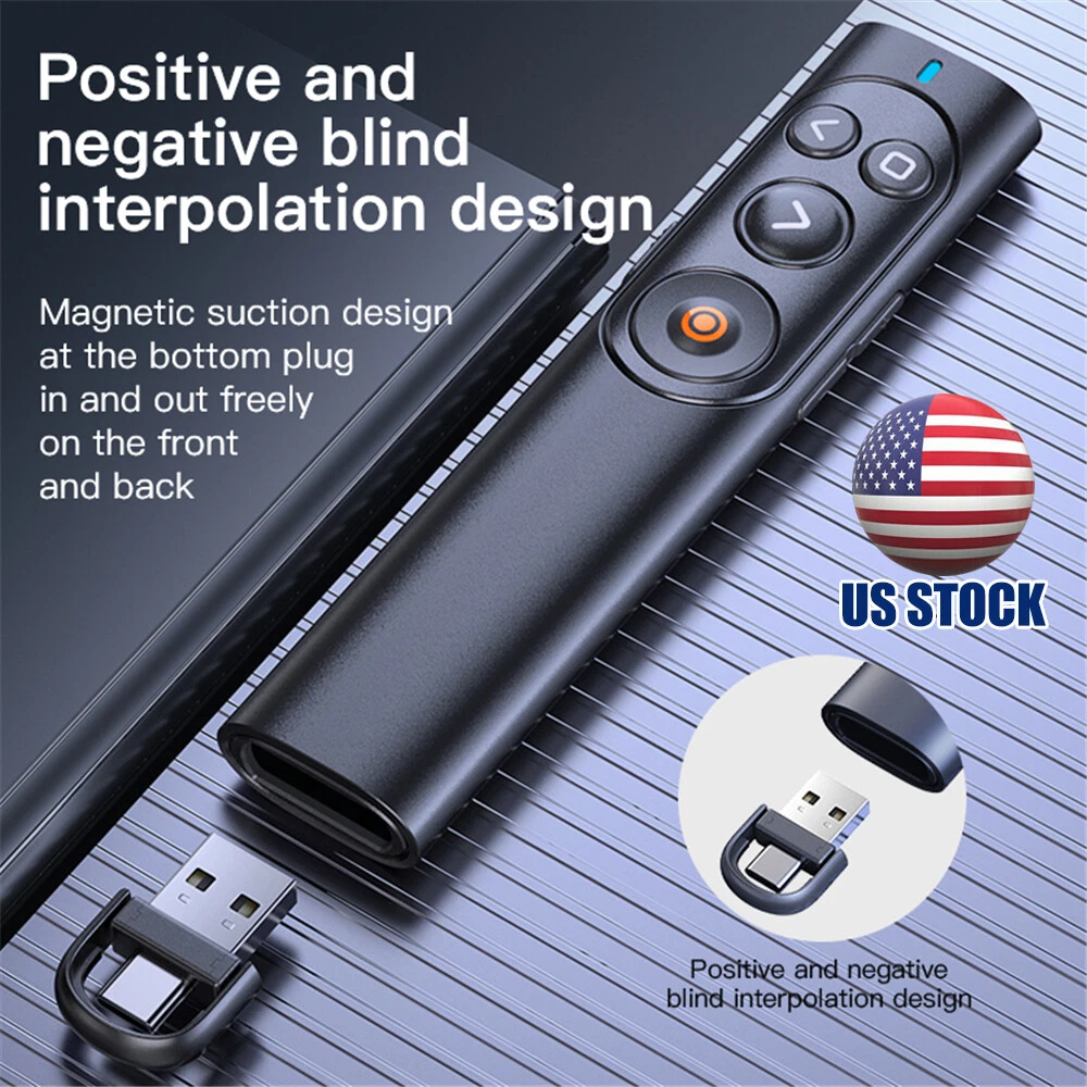 Presentation Clicker for Powerpoint, Wireless Presenter for Presentation,  Laser Pointer Presentation Remote, USB-A & USB-C/Type-C for