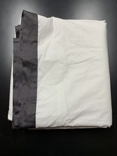 Restoration Hardware Italian Bold Border Cotton Twin Duvet White Greystone Grey