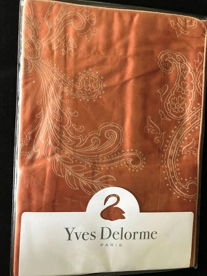 NWT Yves Delorme Apparat Sham Damask Paisley Jacquard Reverse Terracotta France - Image 2 of 4