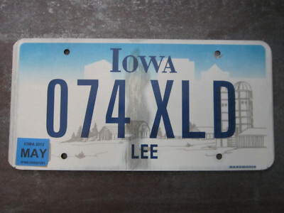 Iowa Lee (074XLD) American License Number Plate Collecting Craft Hobby
