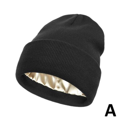Satin Lined Beanie Unisex Wool Knit Hats Winter Warm Beanie Silk Lined Hats W2V5 - Foto 22 di 22