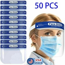 50 Pack Safety Full Face Shield Reusable Clear Washable Face Anti-Splash