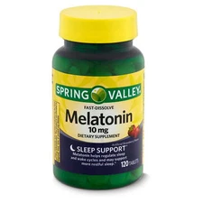 Spring Valley Melatonin Sleep Health Dietary Supplement Tablets, Strawberry, 10