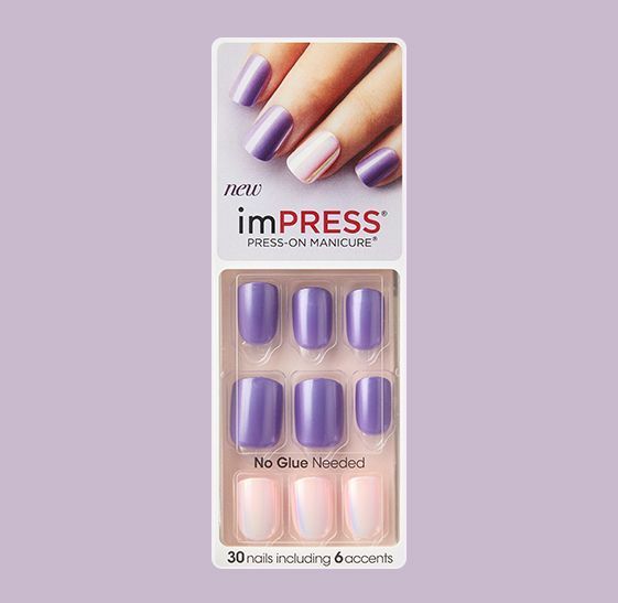 KISS IMPRESS PRESS ON NAILS ONE STEP MANICURE BRIGHT AS A FEATHER ACCENTS NEW